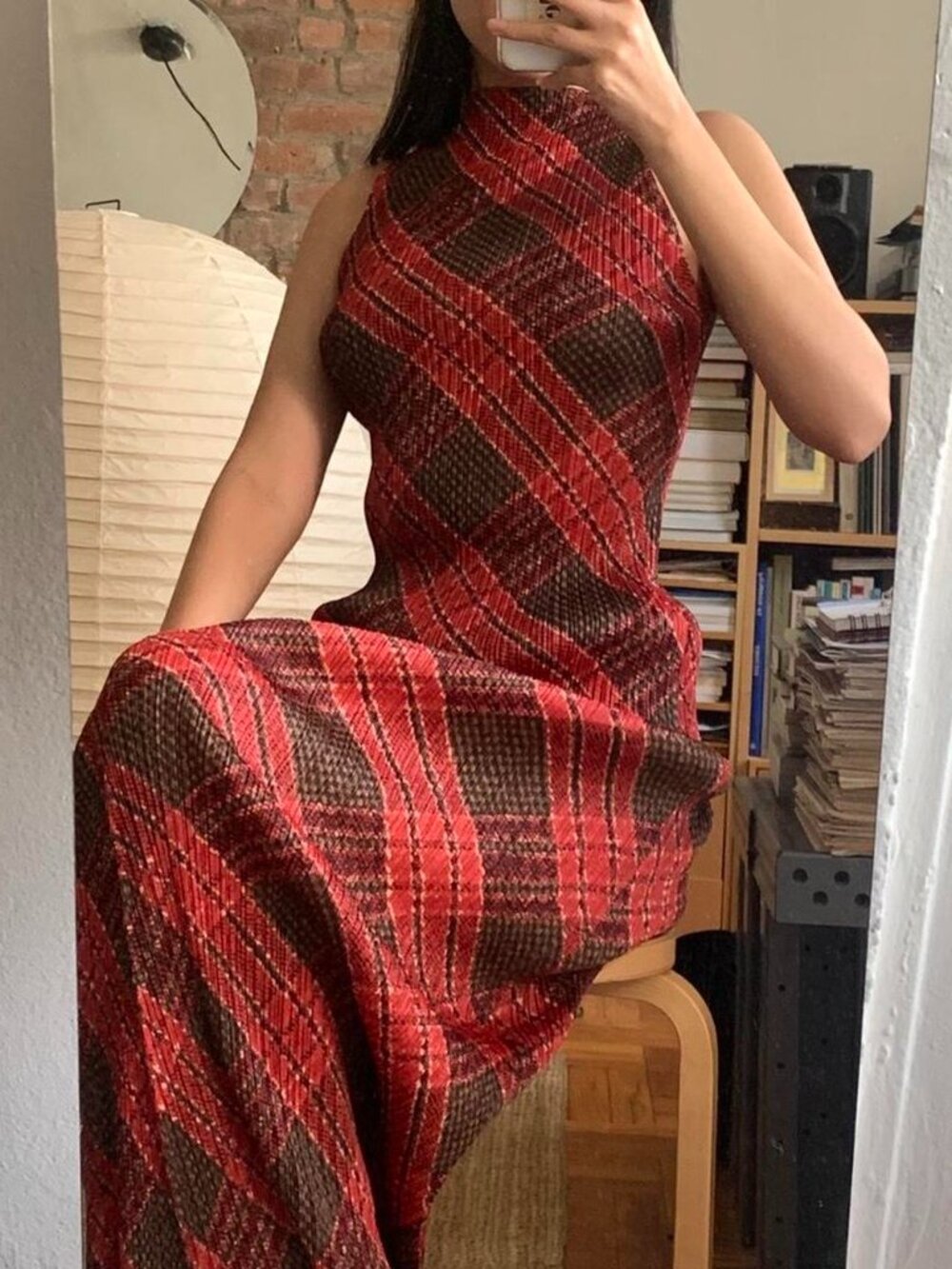 Issey Miyake Pleats Please Plaid Tank and Maxi Skirt Set JP3/4